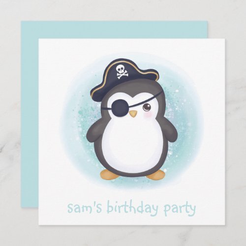 BIRTHDAY PARTY INVITATION  PIRATE PENGUIN