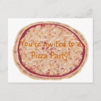Birthday Party invitation, pizza postcards
