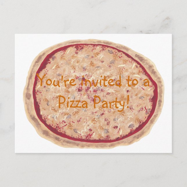 Birthday Party invitation, pizza postcards (Front)
