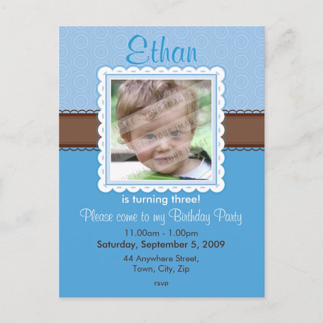 BIRTHDAY PARTY INVITATION :: prettily 3 Postcard (Front)