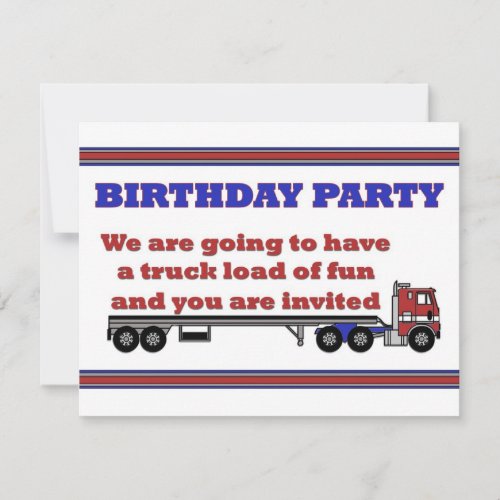 Birthday party invitation red cabover big rig