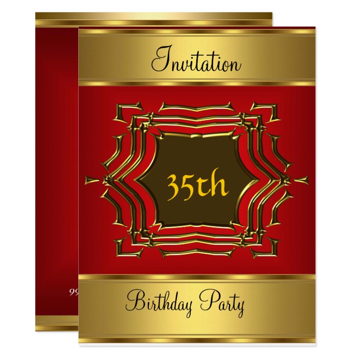 Birthday Party Invitation Red Gold