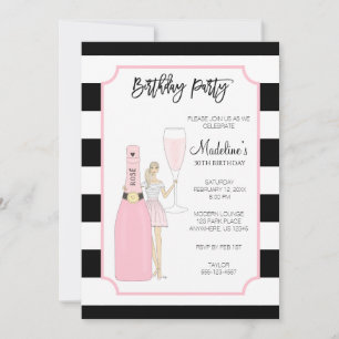 Birthday Party Invitation - Rose Fashion Girl