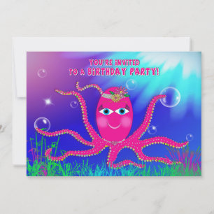Birthday Party Invitation, Sassy Octopus Invitation
