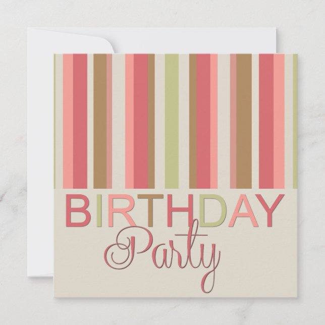 Birthday Party Invitation Stripes (Front)