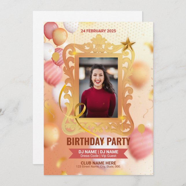 Birthday Party Invitation Template (Front/Back)