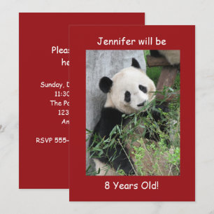Birthday Party Invitation, Two-Sided, Panda Red Invitation