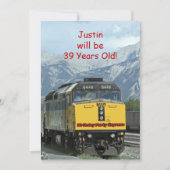 Birthday Party Invitation, Two-Sided, Yellow Train Invitation (Front)