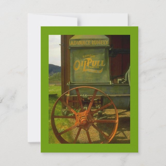BIRTHDAY PARTY INVITATION -VINTAGE GREEN TRACTOR (Front)