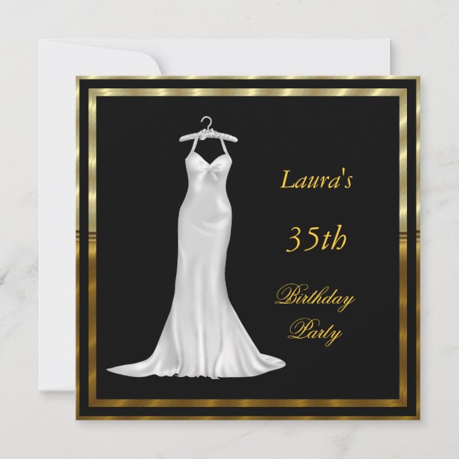 Birthday Party Invitation White dress (Front)