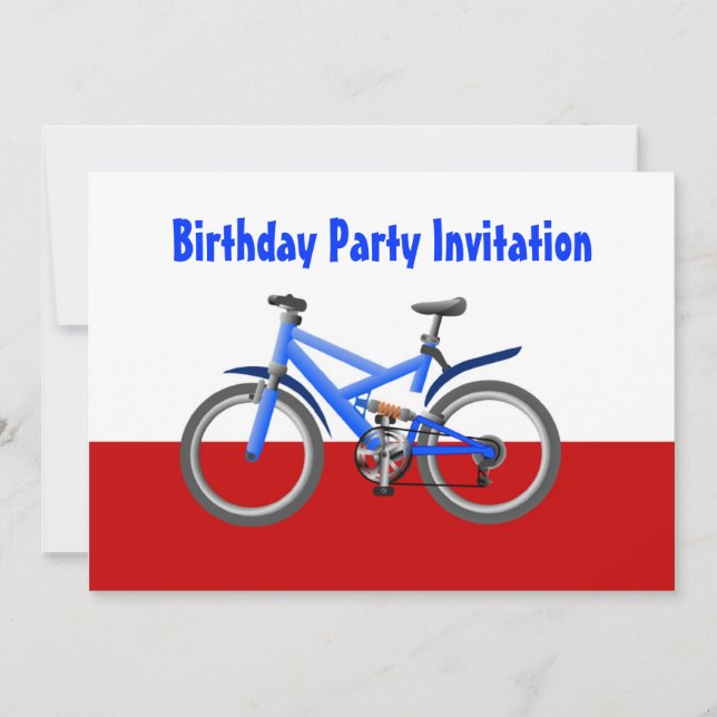 Birthday party invitation with bicycle bike (Front)