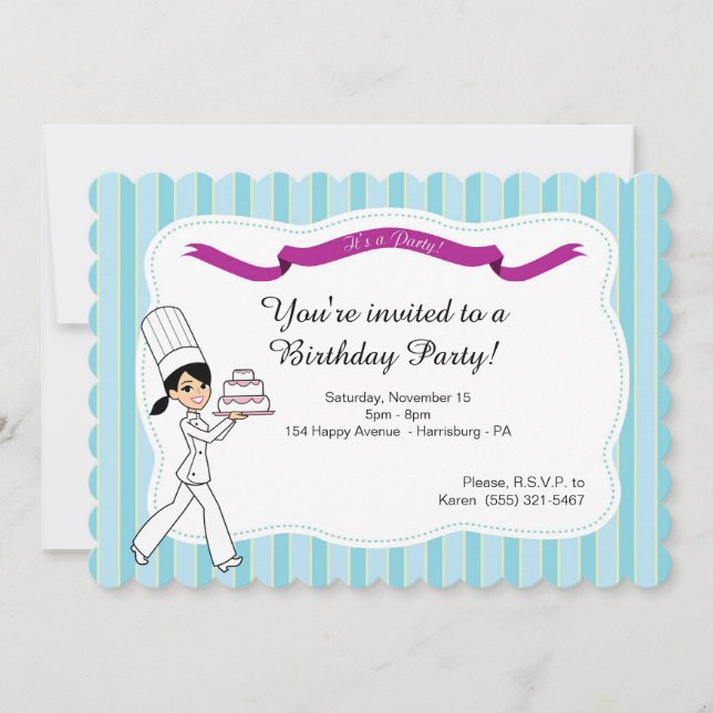 Birthday Party Invitation with Cake (Front)