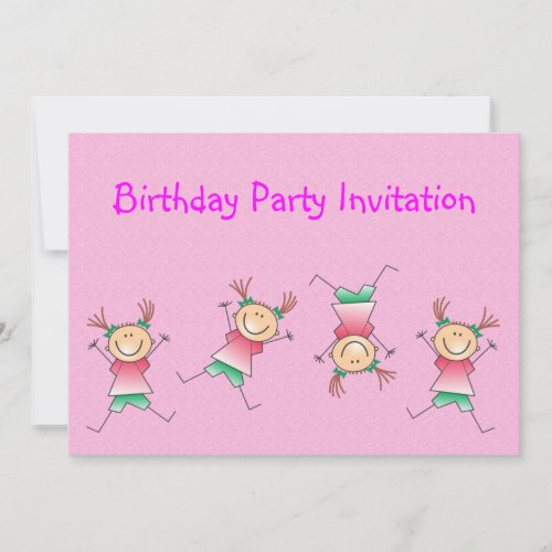 Birthday party invitation with girl gymnastic