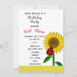 Birthday Party Invitation with Sunflower Design