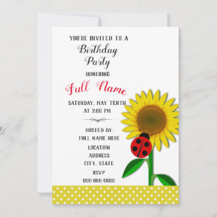 Birthday Party Invitation with Sunflower Design