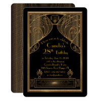 Birthday party invitation woman,great Gatsby,black