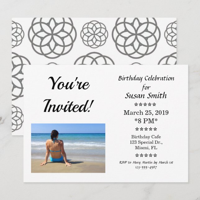 Birthday Party Invitation You're Invited Custom (Front/Back)