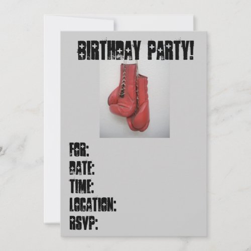Birthday Party Invitations Boxing Gloves