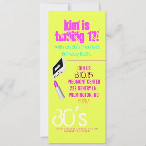 Birthday Party Invite | 80's Theme II |her