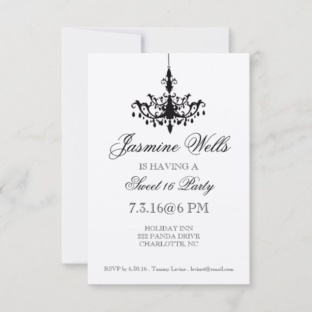 Birthday Party Invite | Chandelier |metallic (Front)