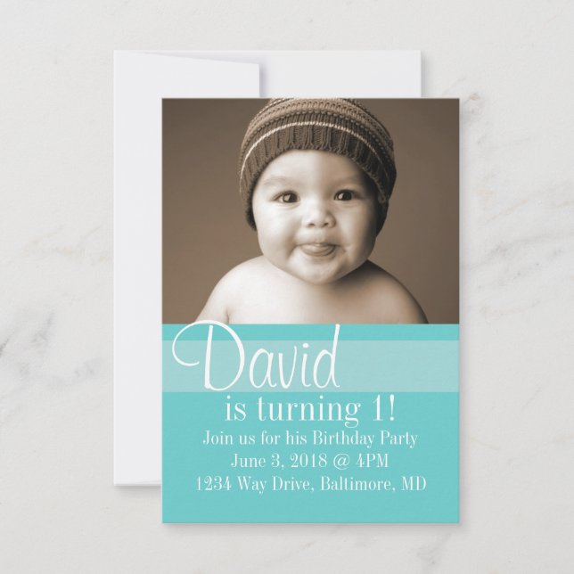 Birthday Party Invite | Color Blue (Front)