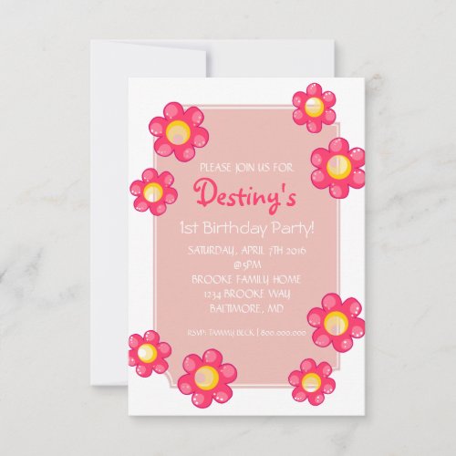 Birthday Party Invite | Cute Flower |whi