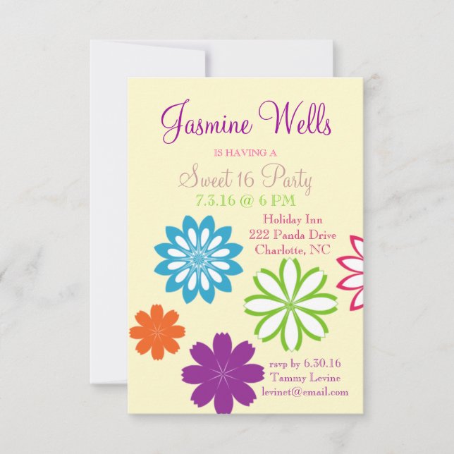 Birthday Party Invite | 'Pretty Sweet' 16 (Front)