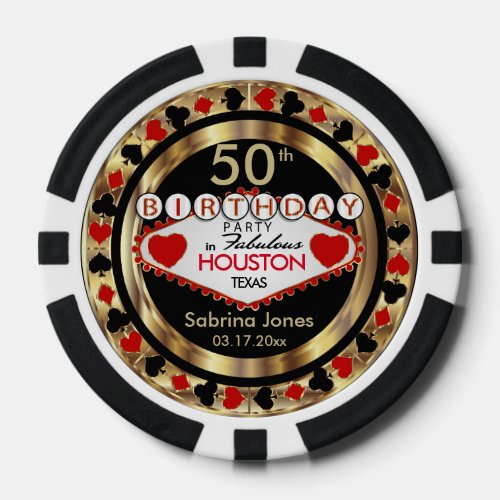 Birthday Party Invite Red Poker Chips