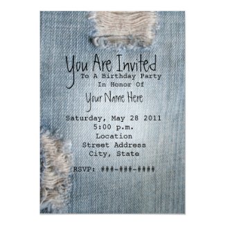 Birthday Party Invite - Ripped Blue Jeans