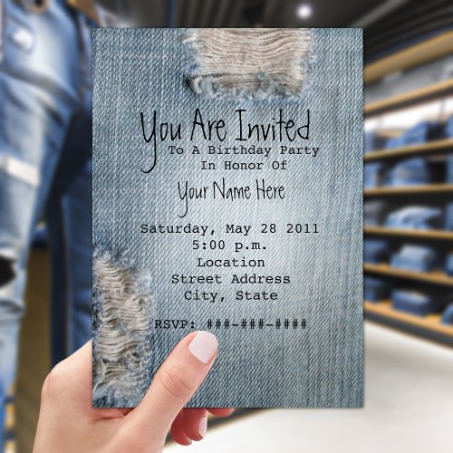 Birthday Party Invite _ Ripped Blue Jeans