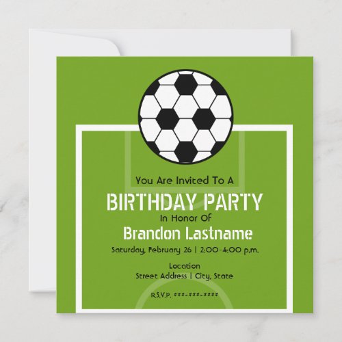 Birthday Party invite - Soccer Field