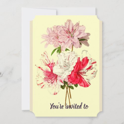 Birthday Party Invite Watercolor Azalea Flower