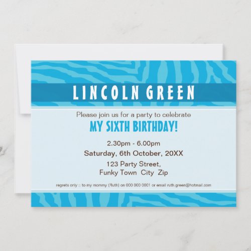 BIRTHDAY PARTY INVITES  animal print 1L