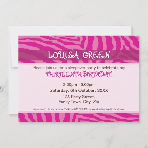 BIRTHDAY PARTY INVITES  animal print 3L