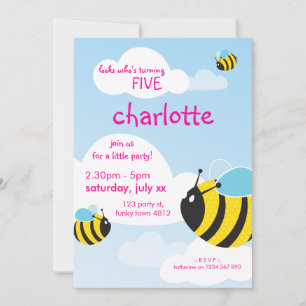 BIRTHDAY PARTY INVITES :: bees in the sky 1P