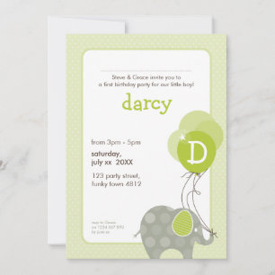 BIRTHDAY PARTY INVITES :: elephant + balloons 2P