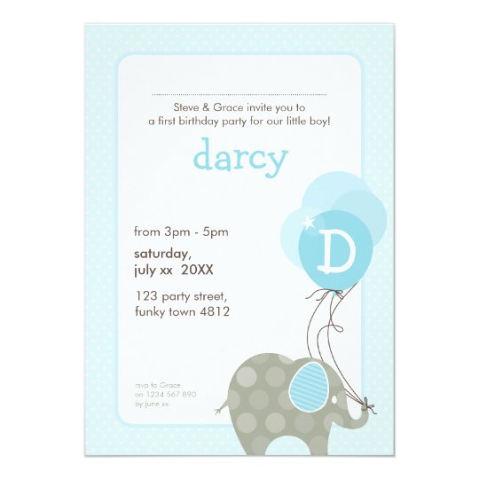 BIRTHDAY PARTY INVITES :: elephant + balloons 4P