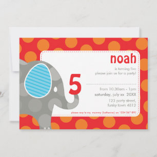 BIRTHDAY PARTY INVITES :: elephant + number 6L
