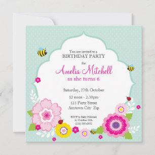 BIRTHDAY PARTY INVITES :: garden flowers 2