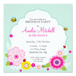 garden birthday party invitations