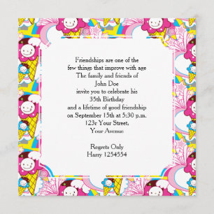 Birthday Party Kawaii Ice Cream Uber Cute Invitation
