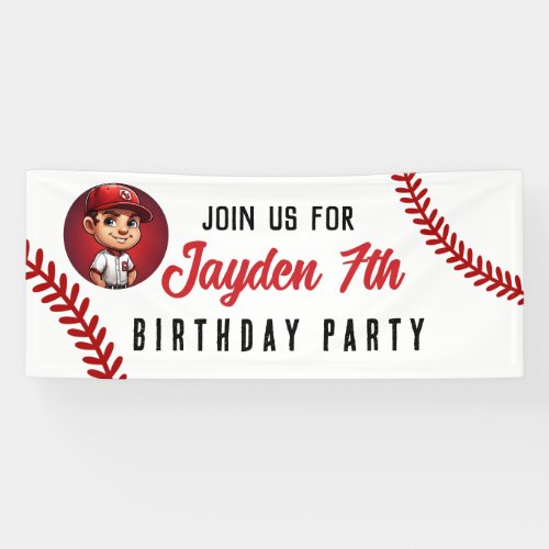 birthday party kids team players sport softball banner