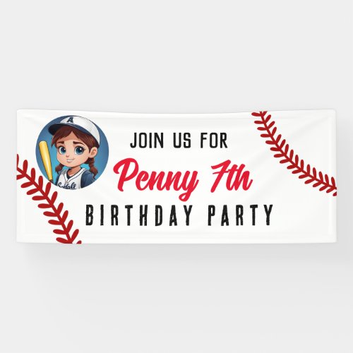 birthday party kids team players sport softball banner