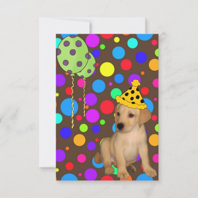 Birthday Party Labrador Puppy Spots Balloons 2 Invitation (Front)