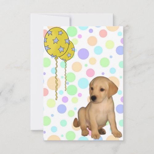 Birthday Party Labrador Puppy Spots Balloons 3 Invitation