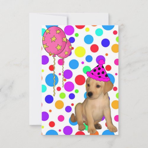 Birthday Party Labrador Puppy Spots Balloons Invitation