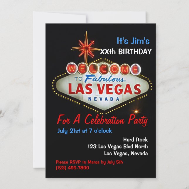 Birthday Party Las Vegas Party Invitations (Front)