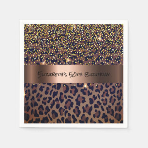 Birthday Party leopard print bronze Napkins