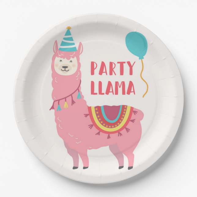 Birthday Party Llama Paper Plates (Front)