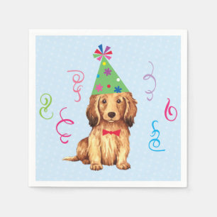 Birthday Party Longhaired Dachshund Napkins